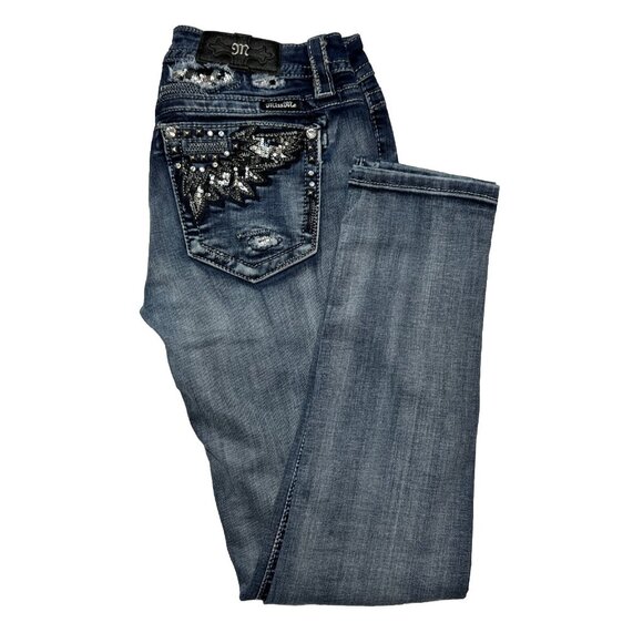 Miss Me Skinny Stretch Angel Wings Woman 28X30 Blue Jeans Denim - Picture 1 of 7